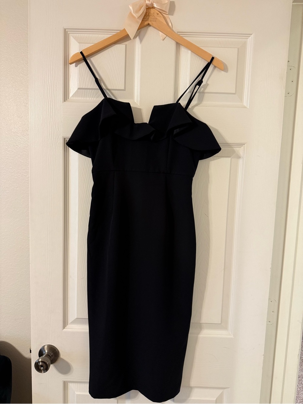 Bardot Black Ruffle-Detail Midi Dress